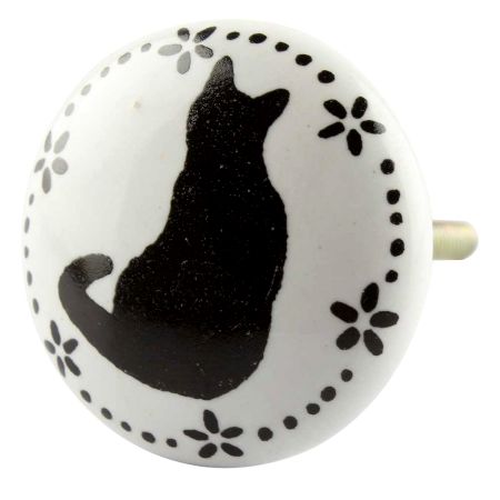 Cat Ceramic Flat Knobs